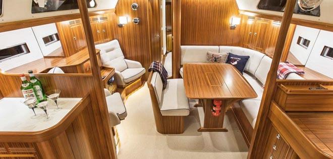 Hallberg Rassy 55 wide view interior ©  SW